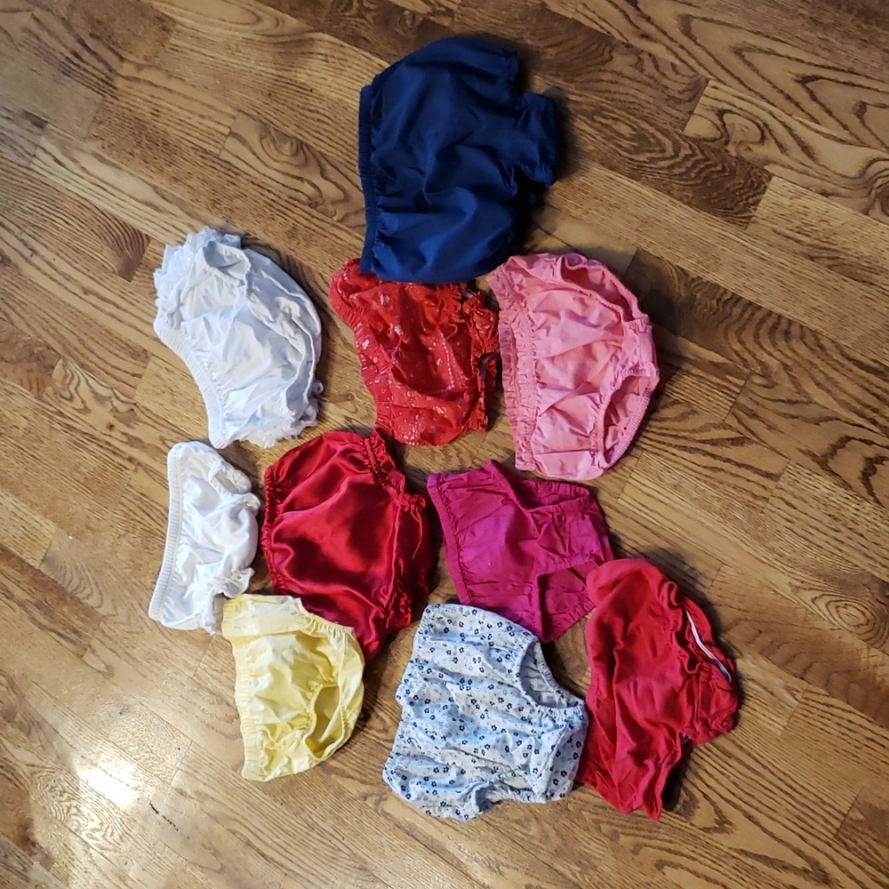 (12M) Bundle of Baby Bottoms Ruffle Patterned Lace Solid Color Satin Floral